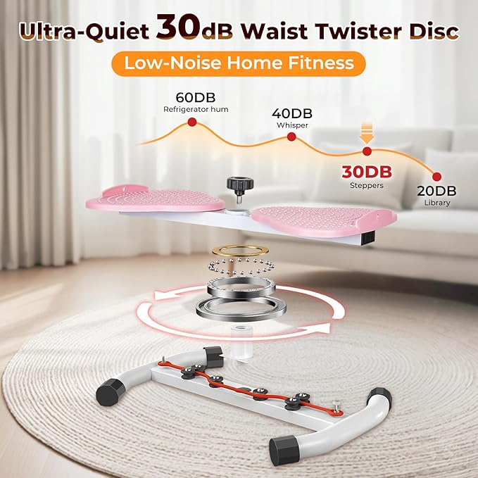 Ab Twister Board,300 lbs Capacity,Slim Waist and Core Ab Exercise,Foot Massage Design,Noiseless Home Gym Exercise