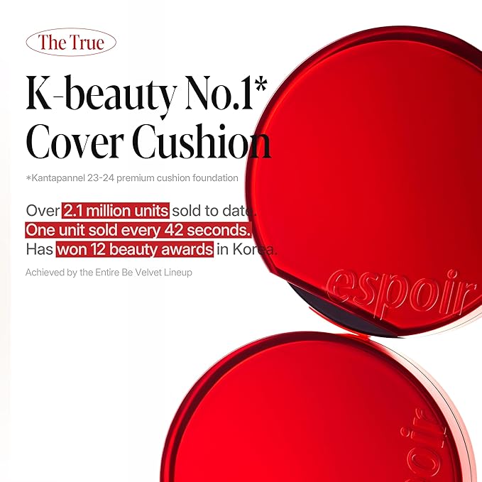 espoir [NEW] Be Velvet Cushion Foundation | Quick and Easy Coverage with Long-lasting Color by Zero Oxidation (#20 Vanilla, 0.46 Ounce (Pack of 1))