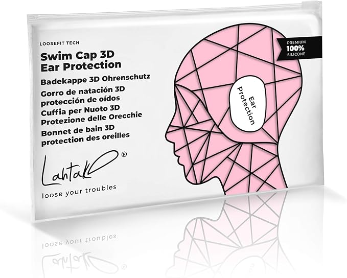 3D Swim Caps - Ear Protection Swimming Cap for Women & Men - Silicone, Waterproof - Fits Long & Short Hair - Adult & Youth