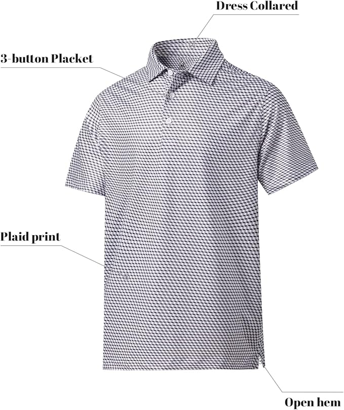 DEOLAX Mens Polo Shirts Fashion Print Mens Golf Shirt Dry Fit Mens Golf Polo Short Sleeve Quick Dry Funny Golf Shirt for Men