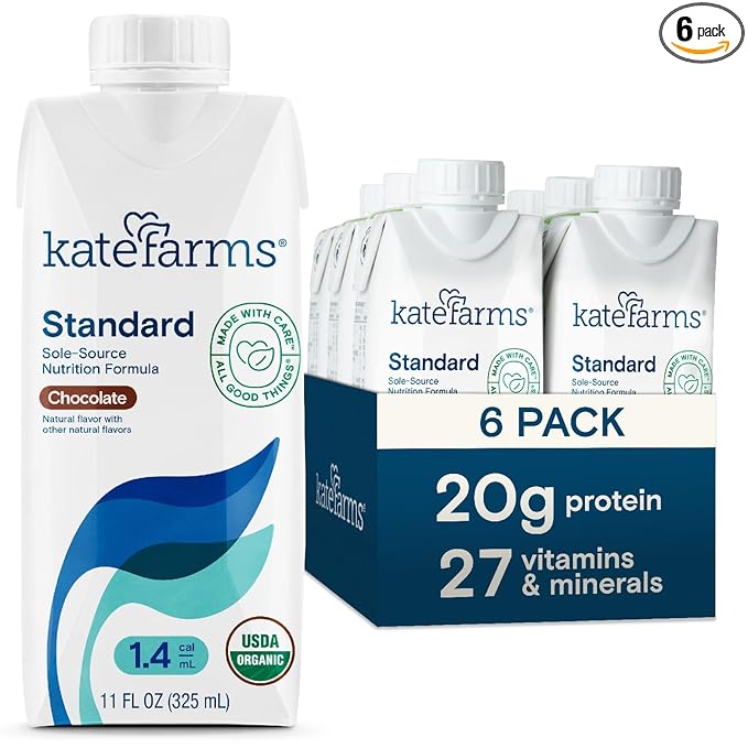 KATE FARMS Organic 1.4 High Calorie Nutrition Shake, Chocolate, 20g Protein, 27 Vitamins and Minerals, Meal Replacement, 11 oz (6 Pack)