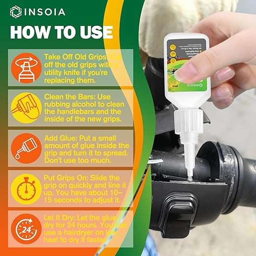 Grip Glue, 20g Quick Dry Handlebar Grip Adhesive for Motorcycle, Dirt Bike, ATV, Bicycle, Ebike & Snowmobile ??Quick-Dry, Waterproof, Flexible Repair Clear Glue