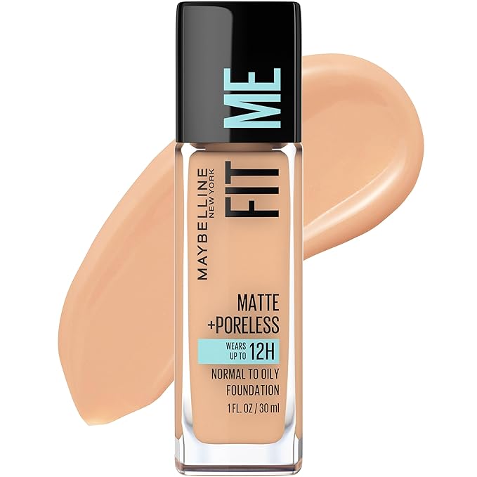 Maybelline Fit Me Matte + Poreless Liquid Oil-Free Foundation Makeup, Buff Beige, 1 Count (Packaging May Vary)