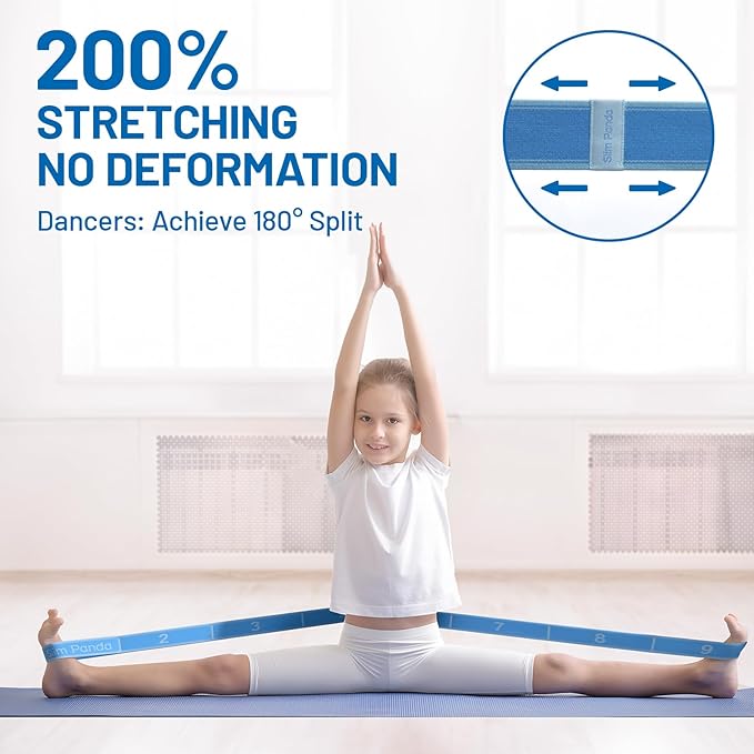 Slim Panda Stretch Strap, Dance Stretch Bands Flexibility, Elastic Yoga Stretching Strap with 9 Loops for Physical Therapy, Pilates, Yoga, Ballet, Gymnastics Stretching Bands for Exercise