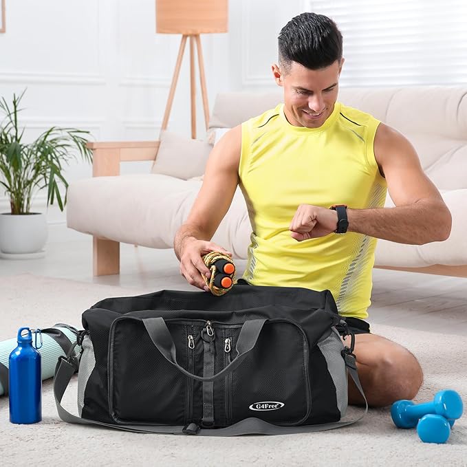 G4Free 40L/65L Foldable Duffel Bag, Water-Repellent Travel Backpack, Lightweight Carry Bag for Overnight Weekender Sports Men Women