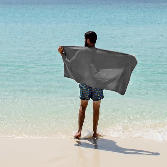 JML Microfiber Towels, Large Bath Towel Set 6 Pack, 27" x 55" - Extra Absorbent, Fast Drying, Multipurpose for Swimming, Fitness, Sport, Yoga, Purple/Grey/Light Blue