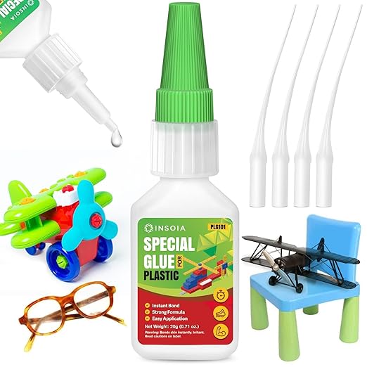Plastic Glue, 20g Clear Super Glue for Plastics Repair and Bonding ??Quick Fix Adhesive, Heavy Duty Strong Instant Glue for Legos, Models, Toys, PLA, 3D Printing, DIY Crafts