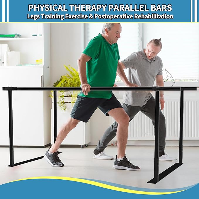 Physical therapy parallel bars, Walking assist bar for rehab & walking balance issues, Adjustable height & width (6FT)