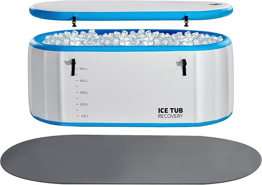 Albott Inflatable Cold Plunge Tub for Athletes, Ice Bath Tub with Insulated Lid Non-Slip Mat, Water Chiller Compatible, Portable for Indoor & Outdoor Recovery, 210 Gal, 71" L x 35" W x 30" H