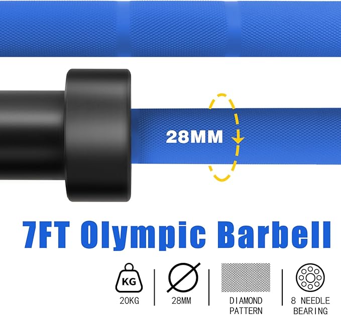 7ft Olympic Barbell for Strength Training and Olympic Weightlifting, 500 700 1000LBS Capacity Available, 2 Inch Bar for Squats, Home Gym Fitness Equipment, Bench Press, Deadlift,Powerlifting