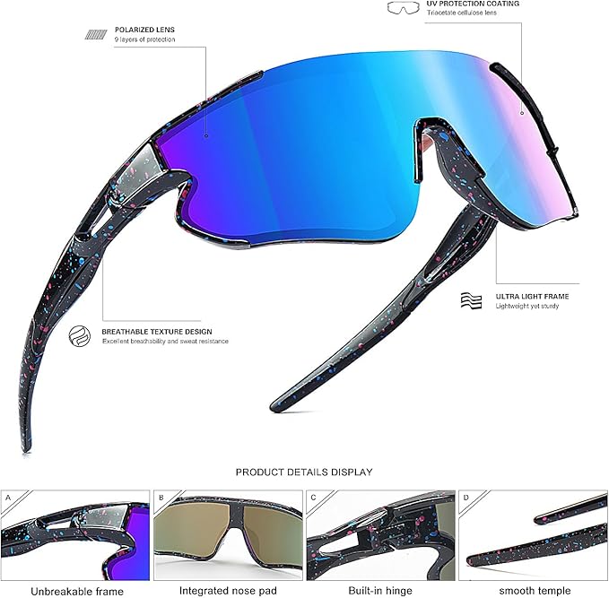 Kids Baseball Sunglasses for Boys Girls Youth Softball Cycling Sports Sunglasses UV400 Protection Age 5-12