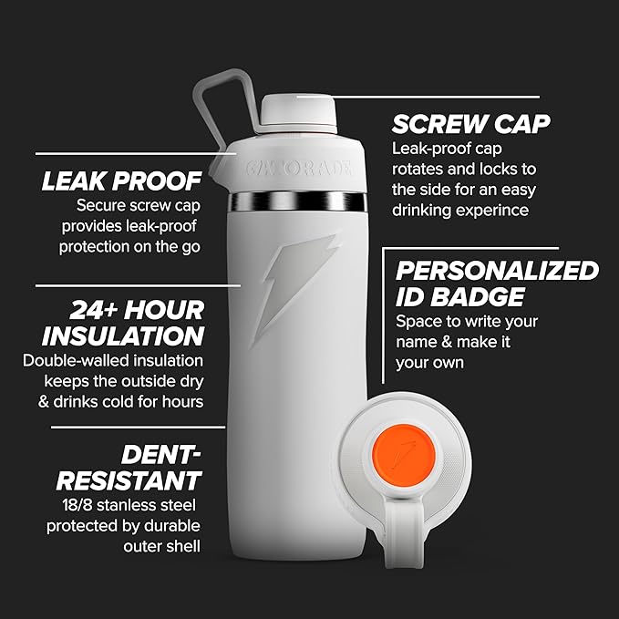 Gatorade 'Overtime' 22oz Stainless Steel Water Bottle, Twist Cap, Blue