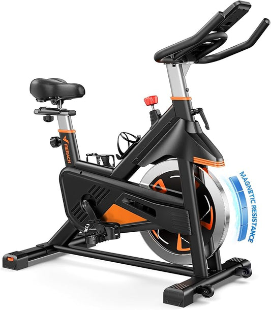 MERACH Magnetic Exercise Bike, Indoor Cycling Bike with Self-Developed App, 350 lbs Weight Capacity & 40 lbs Flywheel, Stationary Bike for Home Gym Fitness