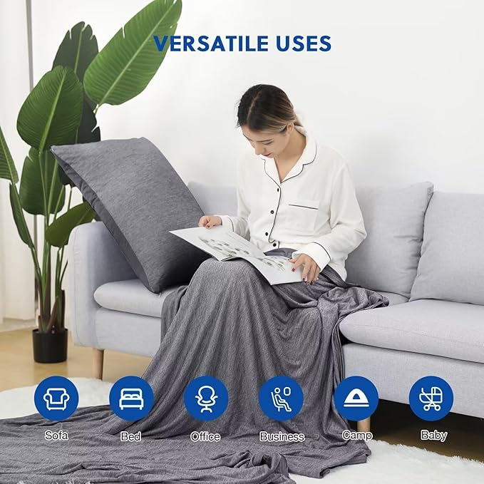 HOMFINE Cooling Blankets for Hot Sleepers - Summer Blanket Thin Lightweight Breathable Soft Double Side Enhanced Cooling for Bed Couch Sofa, Keep Cool for Night Sweats (Black, 90 x 90 inches)