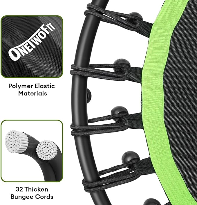 ONETWOFIT 42"/45" Rebounder Trampoline for Adults, Silent Mini Trampoline Indoor Exercise Fitness Trampoline Bungee Rebounder Workout Max Load 330lbs