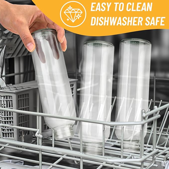[10 Pack]18 oz Glass Water Bottles with Lids, Juice Bottles, Clear glass juice bottle for juicing, Eco-Friendly Reusable Glass Juicing Bottles with Stainless Steel Lid, BPA Free,Leak-Proof