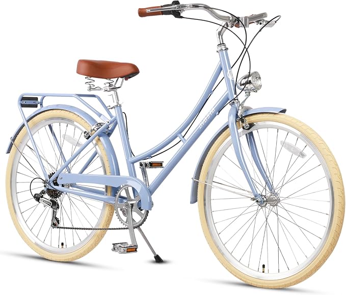 AVASTA Astrid Vela Hybrid Bike for Adult Women Female Lightweight Step Through 26 Inch High Tensile Steel Frame City Commuter Comfort Lady Bicycle, 6-Speed, Multiple Colors