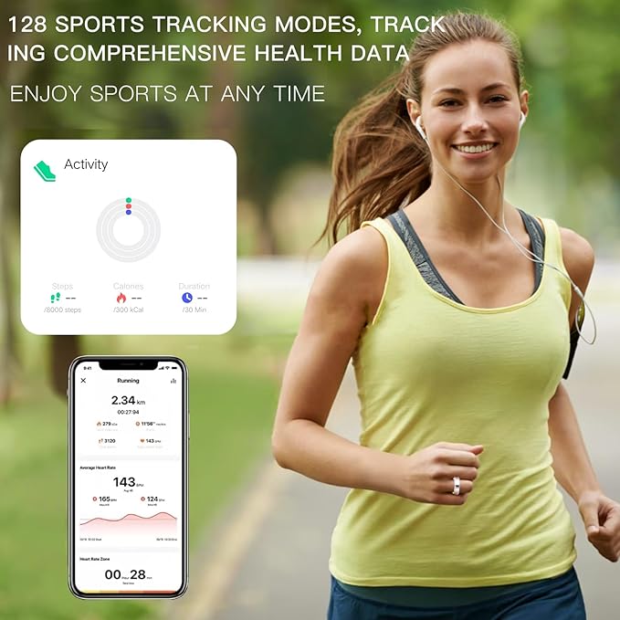 Health Tracker Smart Ring for Men Women-IP68 Waterproof Sleep Tracker with Heart Rate/Blood Pressure/Blood/Physiological Cycle/Oxygen Tracking, Step Counter, iOS & Android Compatible (9#)