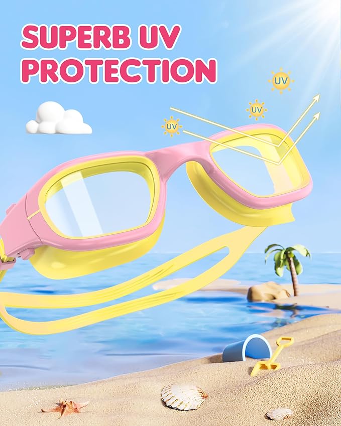 Kids Swim Goggles,Swimming Goggles for Kids 6-14, Anti-Fog UV Protection Pool Glasses for Boys Girls