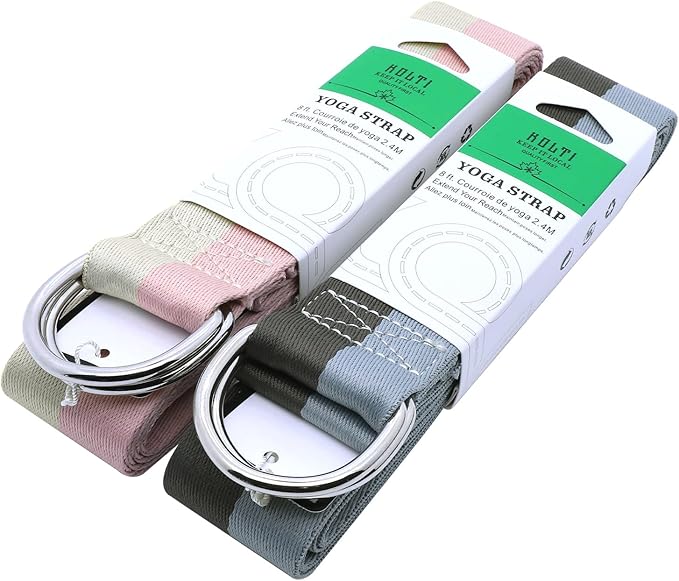 Yoga Exercise Adjustable Straps 8FT with Durable D-Ring for Pilates & Gym Workouts | Hold Poses, Stretch, Improve Flexibility & Maintain Balance