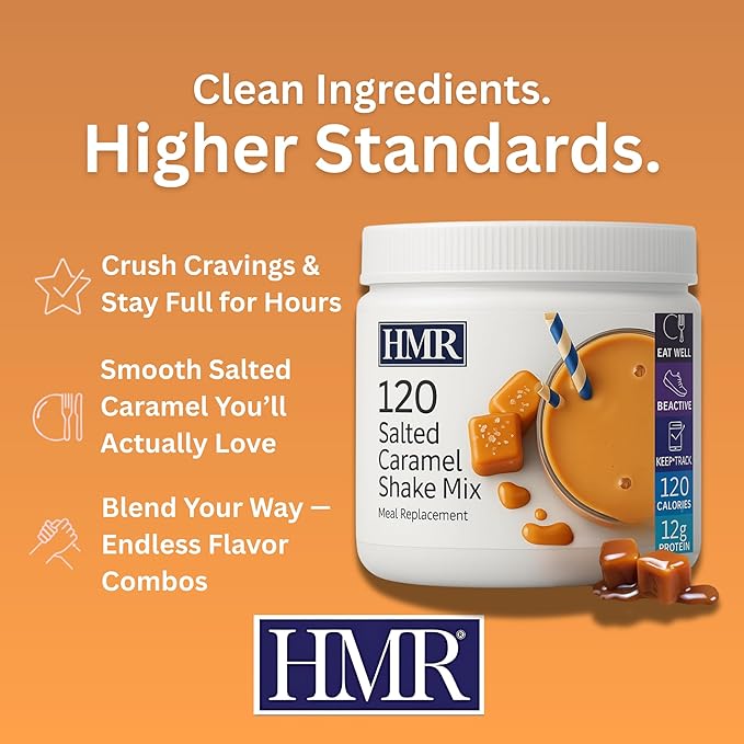 HMR 120 Shake Meal Replacement Powder | Salted Caramel Shake Mix to Support Healthy Weight Loss | 12g of Protein | Nutritional Drink | Low Calorie Food | 12 Servings