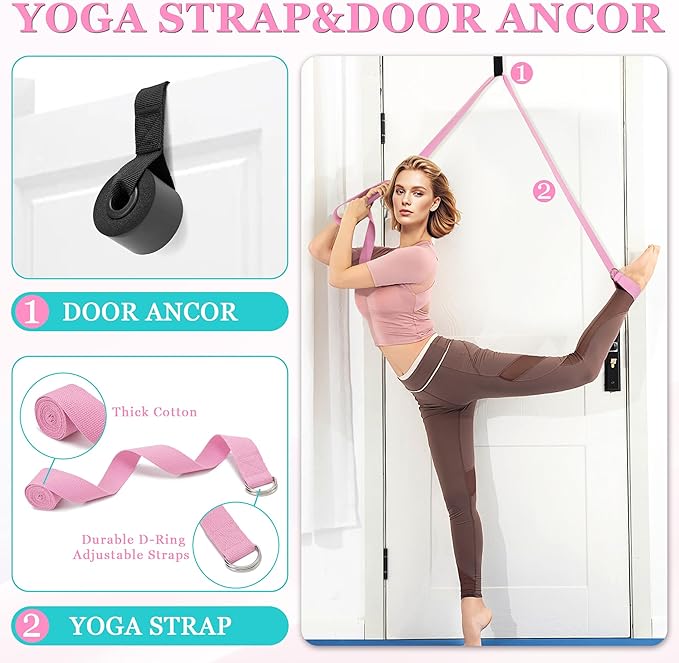 Yoga Wheel Set, Wheel Foam Roller for Back Pain & Stretching, Yoga Blocks 2 Pack with Strap, Trigger Point Therapy Massage Ball for Deep Tissue, 500lbs Capacity, Back Cracker Roller