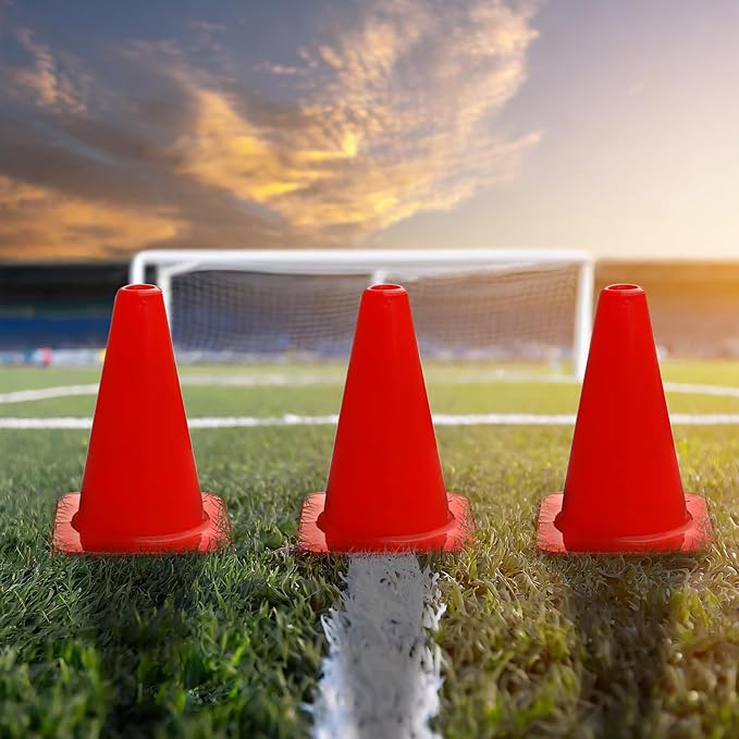 6, 9, 12, 18, 28 Inch Sports Training Traffic Cones - Durable Orange Cones for Soccer, Football, Basketball, Agility Drills, Parking, Safety, Road Use (Set of 12)