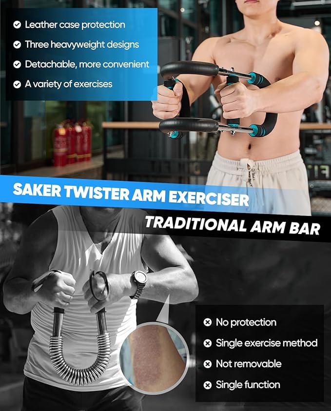 Saker Twister Arm Trainer,PowerTwist Arm Trainer,Home Workout Equipment,Upper Body Strength Training Machine,Detachable Design,Fitness Anywhere