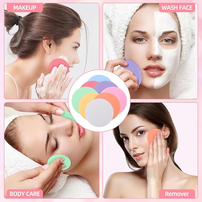 480 Pcs Compressed Facial Sponges for Makeup Removal & Exfoliating Premium Face Cleansing Sponge Pads for Women & Girls Soft Wash Round Sponge Spa & Daily Use，Multiple colors