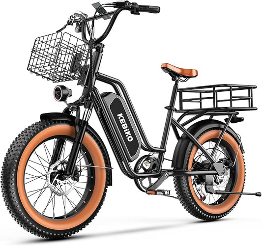 1500W Electric Bike for Adults,48V 20/60Ah Removable Battery Max Range 80Miles & 30MPH Electric Bicycle,20''×4" Fat Tire Ebike,Adult Electric Bicycles for Commute Beach Snow,E-Bike UL Certified