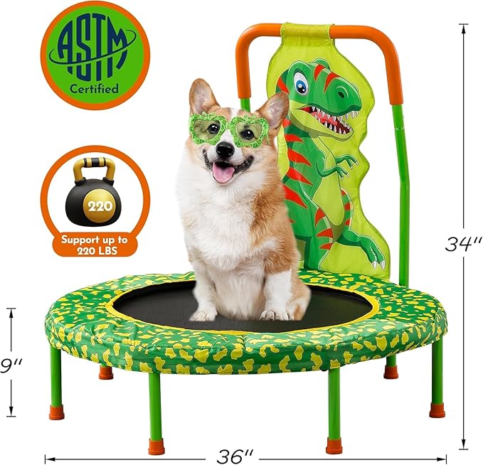 No-Gap 36" Mini Trampoline Toddler Trampoline with Handle for Kids, 36 inch Indoor Garden Small Kid Trampoline Baby Trampolines with Super Safe Cover for Toddlers Ages 2 to 5