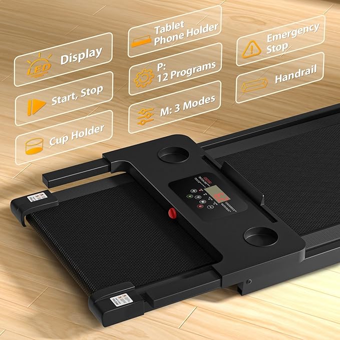 Portable Foldable Treadmills for Home, Small Folding Treadmill for Home Office with 300 LBS Capacity, Walking Running Exercise Electric Compact Treadmill with LED Display