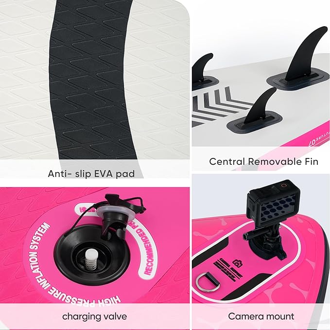 Inflatable Paddle Board,Stand Up Paddle Board Set, Extra Wide SUP Board with Removable Fin, Floating Paddle, Hand Pump, Waterproof Phone Pouch,Traveling Board