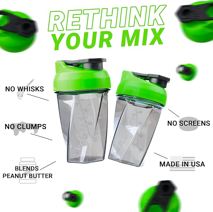 HELIMIX 1.5 Vortex Blender Shaker Bottle Holds Upto 20oz | No Blending Ball or Whisk | USA Made | Portable Pre Workout Whey Protein Drink Shaker Cup | Mixes Cocktails Smoothies Shakes | Top Rack Safe
