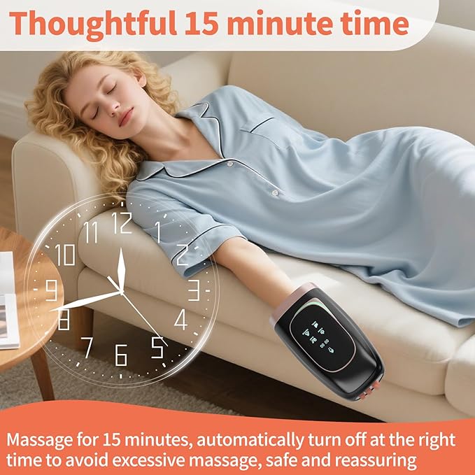 Hand Massager, Cordless Hand Massager with Heat and Compression for Arthritis and Carpal Tunnel, 3 Modes, 5 Intensity Levels, 15-Minute Timer