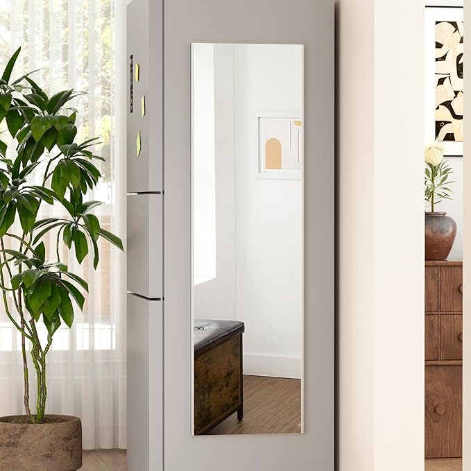 55"x16" Magnetic Mirror Lightweight Full-Length Mirror | Strong Adhesion, Easy Installation | Suitable for Refrigerators, Glass Walls, Wooden Doors, and More | 8.2kg Ultra-Strong Support | Silver