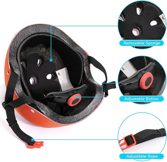 Adjustable Helmet for Ages 3-16 Kids Toddler Boys Girls Youth,Protective Gear with Elbow Knee Wrist Pads for Multi-Sports Skateboarding Bike Riding Scooter Inline skatings Longboard Roller Skate