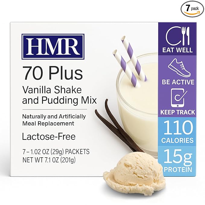 HMR 70 Plus Vanilla/Chocolate Shake & Pudding Mix | Meal Replacement Powder | Lactose-Free | 15g Protein | Easy to Make | Low Calorie | 7 Servings Per Box