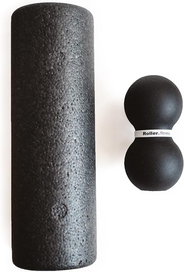 Infinity Roller, Peanut Foam Roller, Large 8-Inch Double Massage Ball Exercise Roller (Black - Firm)