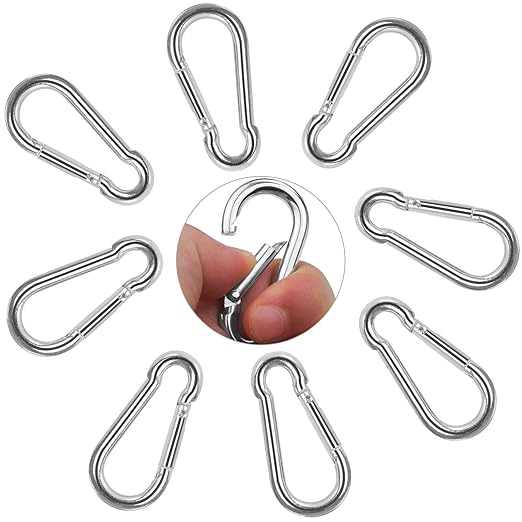 60Pack 2” Spring Snap Hooks, Galvanized Steel Small M5 Carabiner Clips Keychain, 220lb Capacity Heavy Duty Quick Link for Outdoor Camping, Swing, Fishing, Hammock, Dog Leash, Hiking