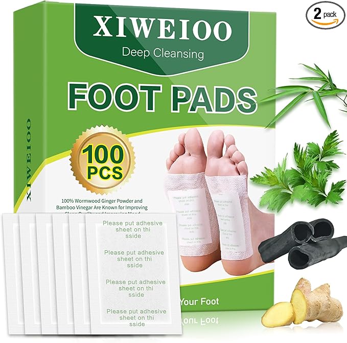 XIWEIOO100 Pack Foot Pads Paches,feet Deep Cleansing Bamboo Foot Paches, Ginger Foot Pads Foot Care Pads |Natural Bamboo Charcoal Ginger Oil Care Patch