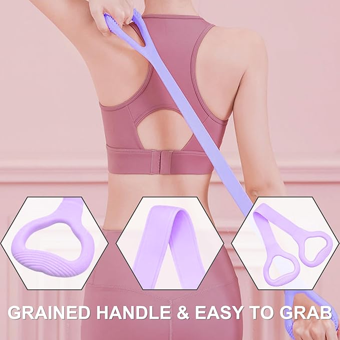 LEZER Figure 8 Resistance Band, Fitness Elastic Rope, Execrise Workout for Arm, Back, Chest and Shoulder, Yoga, Pilates, Stretching, Physical Therapy Equipment