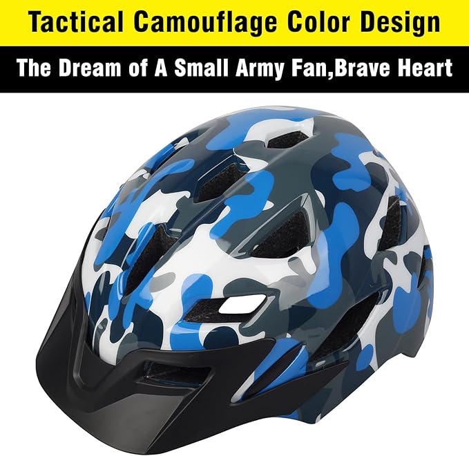 Kids Bike Helmet,Bavilk Kids Boys Girls Bike Helmets with LED Light Detachable Visor Children Youth Teen Multi-Sport for Skating Cycling Scooter Skateboard Adjustable & Lightweight 19.7"-22.4"