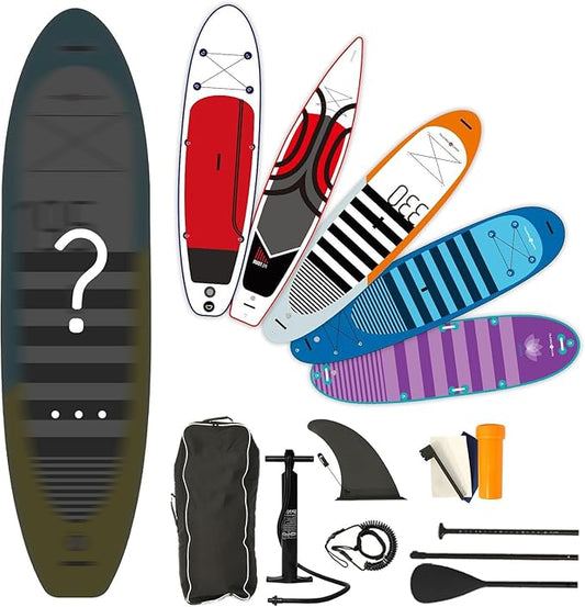 Inflatable Stand Up Paddle Board with SUP Accessories & Backpack. Paddle Boards for Adults. Non-Slip Deck, Wide Stance, Bottom Fin, Double Action Pump.