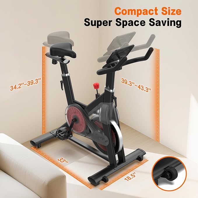 Exercise Bike, Indoor Stationary Bike for Home with Silent Belt Drive, Adjustable Resistance, App Compatible Cycling Bike with LCD Monitor, 330lbs Capacity Workout Bike