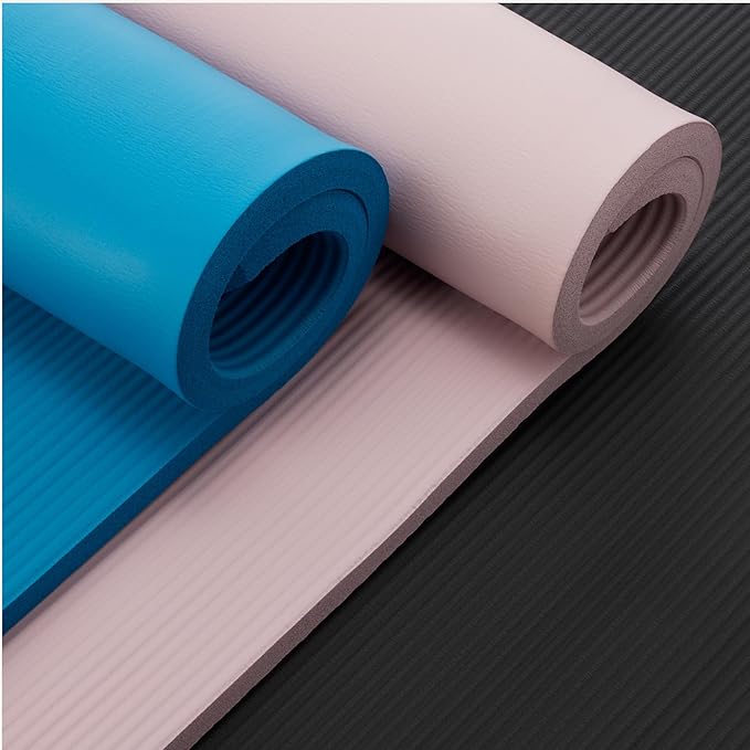 Amazon Basics 1 Inch Extra Thick Workout Exercise Yoga Mat with Carrying Strap