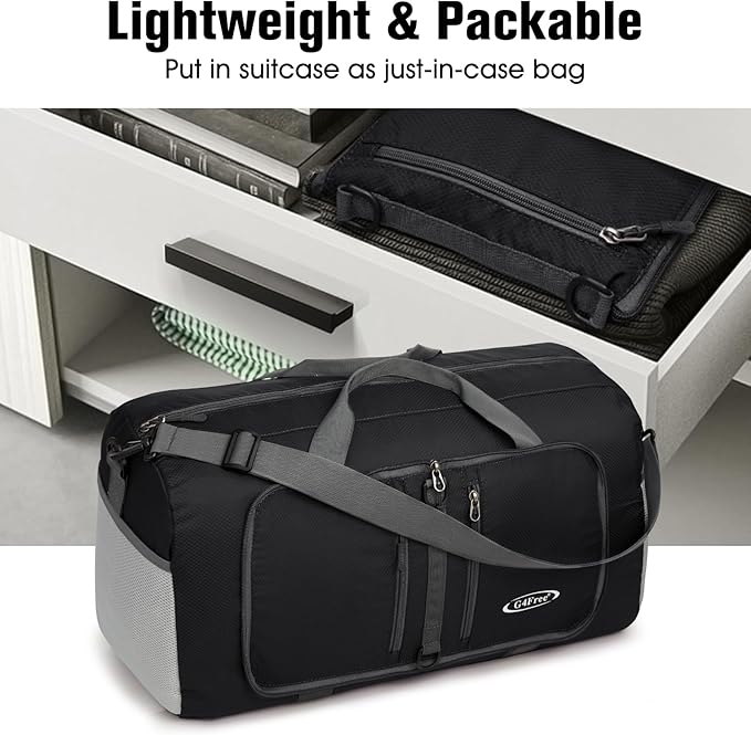 G4Free 40L/65L Foldable Duffel Bag, Water-Repellent Travel Backpack, Lightweight Carry Bag for Overnight Weekender Sports Men Women