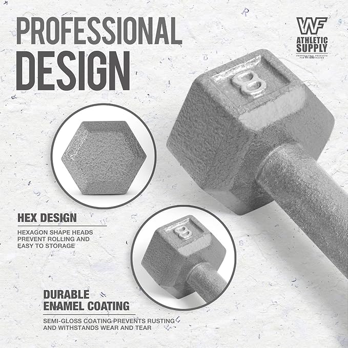 WF Athletic Supply 200Lb Dumbbell Set, 10-30Lb Dumbbell Set with Two-Tier Storage Rack for Muscle Toning, Strength Building & Weight Loss - Multiple Choices Available