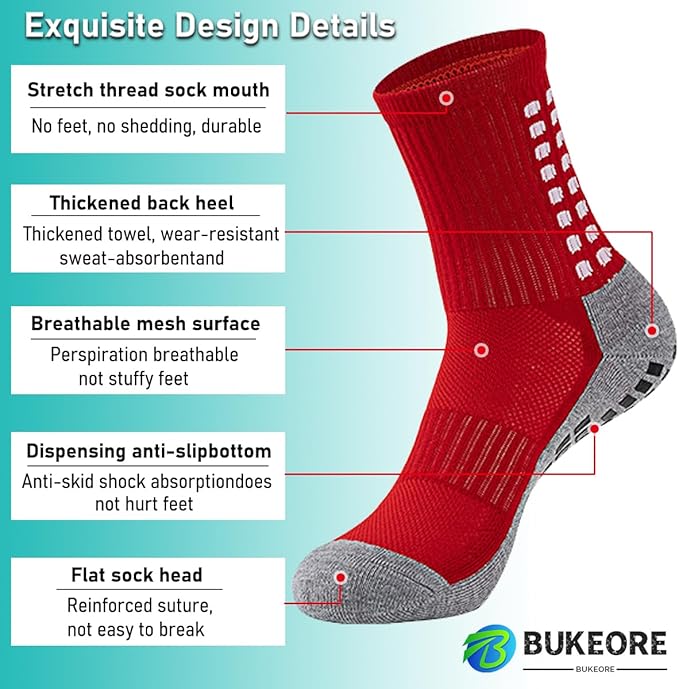 2 Set Anti-Slip Grip Soccer Socks with Shin Guard Sleeves, Sports Athletic Socks for Men Women