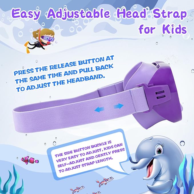 Kids Swim Goggles with Nose Cover, Anti-Leak Swim Mask with Elastic Fabric Strap, UV Protection Swimming Goggles for Kids